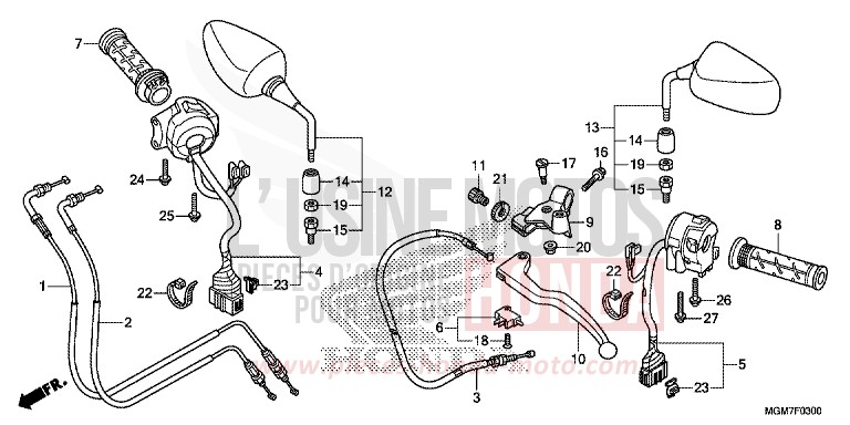 HEBELGRIFF/SCHALTER/KABEL von Hornet ABS PEARL PACIFIC BLUE (PB386) von 2013